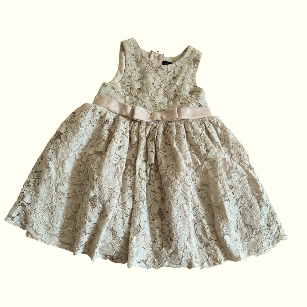 Zunie Lace Pale Pink Dress Toddler Girl Size 3 Sleeveless